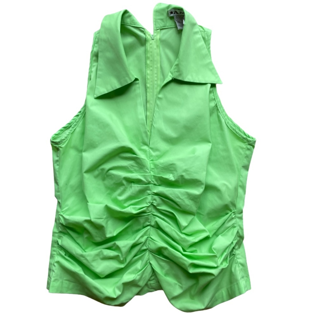 90’s front ruched V-neck collared sleeveless top